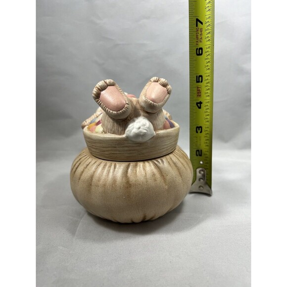 Vintage Bunny & Easter Eggs Covered Box Handpainted Ceramic Candy Dish Trinket - Picture 9 of 9